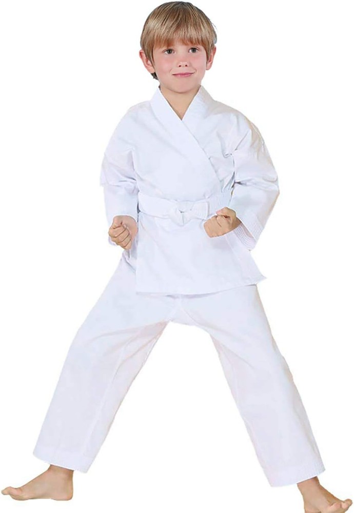 FLUORY Karate Uniform with Size 000/110CM (3'5-3'9), Ku-c001-white