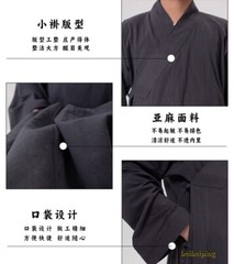 Buddhist Monk Linen Clothes Full Set Kung Fu Suit Meditation Uniforms Summer