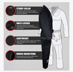 Fuji Suparaito Lightweight Mens Brazilian Jiu-Jitsu BJJ Gi Martial Arts Black A4