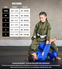 Elite Sports Kids Brazilian Jiu Jitsu Gi Size C2 Blue Preshrunk Fabric Free Belt