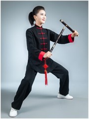 Tai Chi Clothes Martial Art Uniform Wushu Clothing Kung Fu Dress Unisex Black