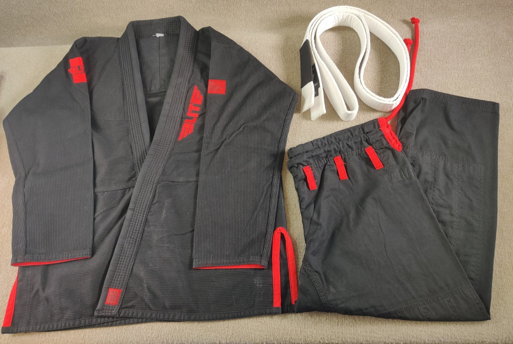 Elite Sports BJJ Gi Size A3 Black Jui Jujitsu Martial Arts MMA Jacket Pants Belt