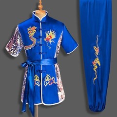 High quality dragon embroidered sequin Kung Fu Tai Chi uniform martial arts set