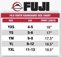 Fuji Kids Youth Baseline BJJ Jiu Jitsu LongSleeve Rashguard Red 40092 11-13