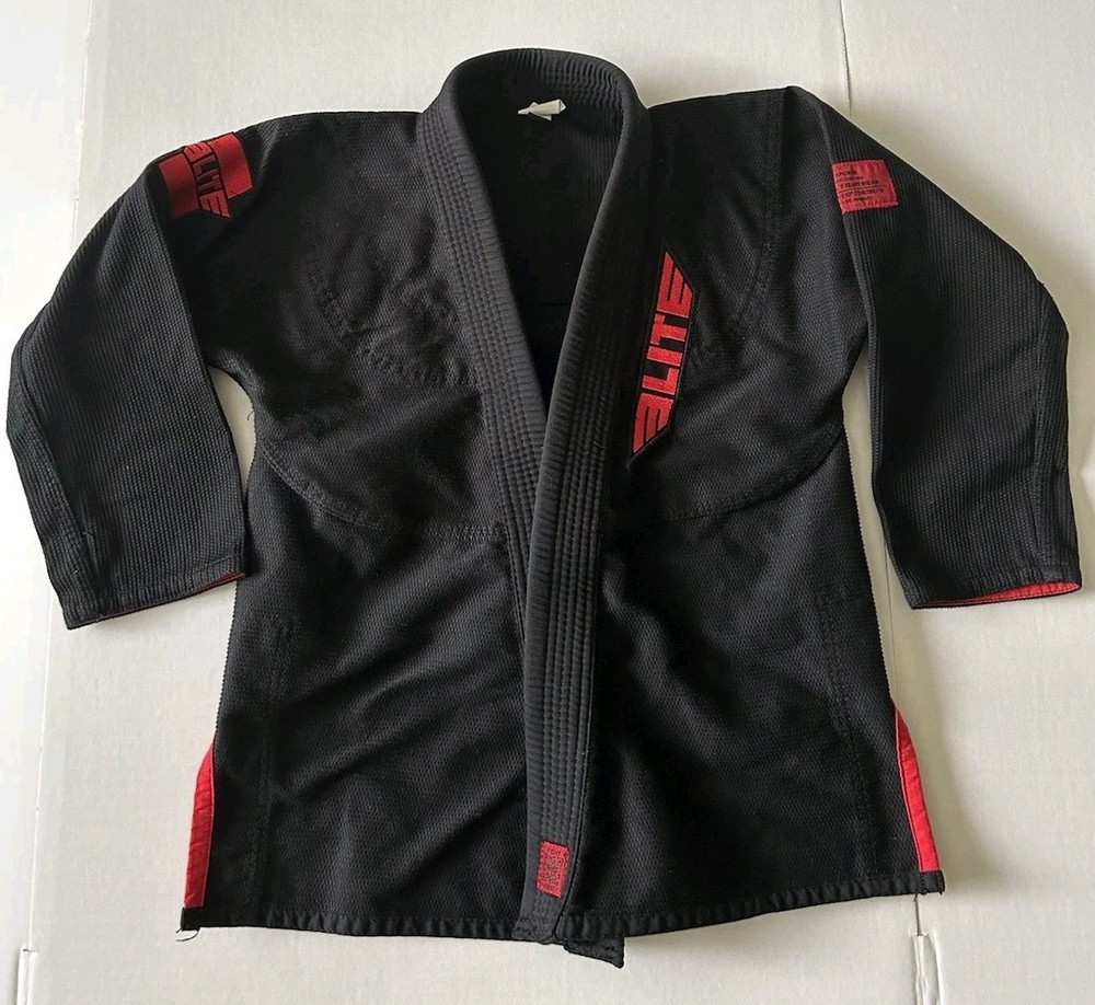 Elite BJJ GI Youth C1 Brazilian Jiu-Jitsu Gi Black/Red Set Jacket/Pant with Belt