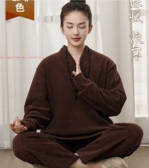 Fall Winter Unisex Meditation Monk Thicken uniform Warm Lay Zen flannel Outfits