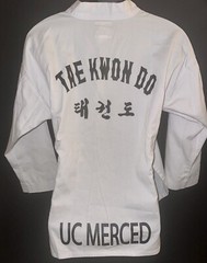 White UC MERCED Bobcats Tan Keon Do Martial Arts ADIDAS Gi Shirt Size 3 170 Cm