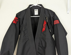 New Elite F1 Childs Gi no belt no pants black & red bjj mma boxing judo 3151