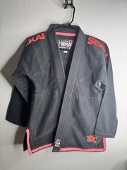 Fuji Sekai BJJ Gi Jacket Black Pink Trim Women’s W1 Lightweight Jiu Jitsu