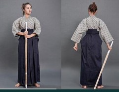 Women Mens Loose Japanese Kendo Suit Aikido Martial Arts Uniform Bule White Robe