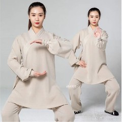 Women Chinese Traditional Cotton Linen Tai Chi Practice Martial Art Uniform Set
