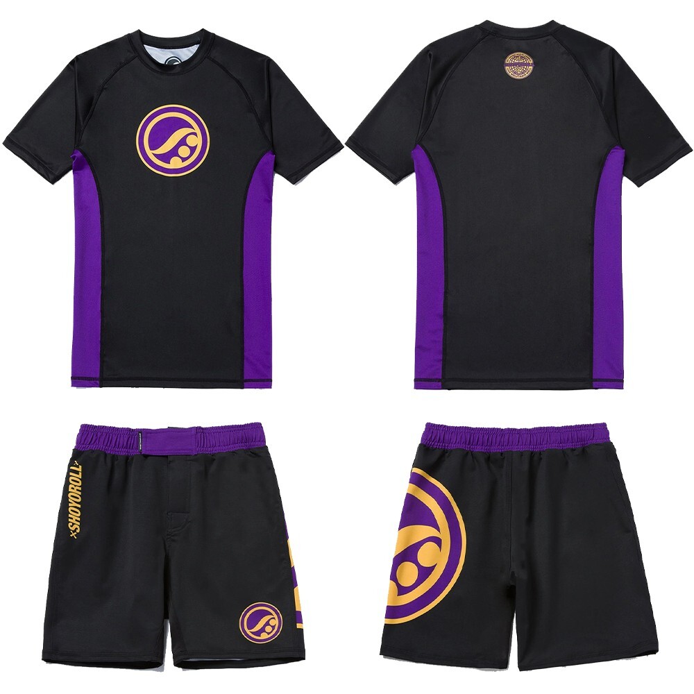 Shoyoroll Citrine Competitor Rash Guard SS & Training Fitted Shorts JiuJitsu Set