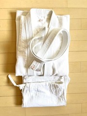 Black Belt Judo Uniform Set (top And Bottom), Size 3, With White Belt. Good