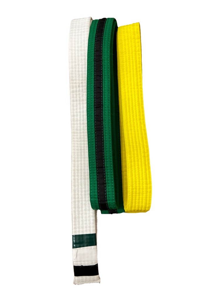 Martial Arts Karate Taekwondo yellow,white And green stripe Belt