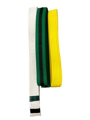 Martial Arts Karate Taekwondo yellow,white And green stripe Belt