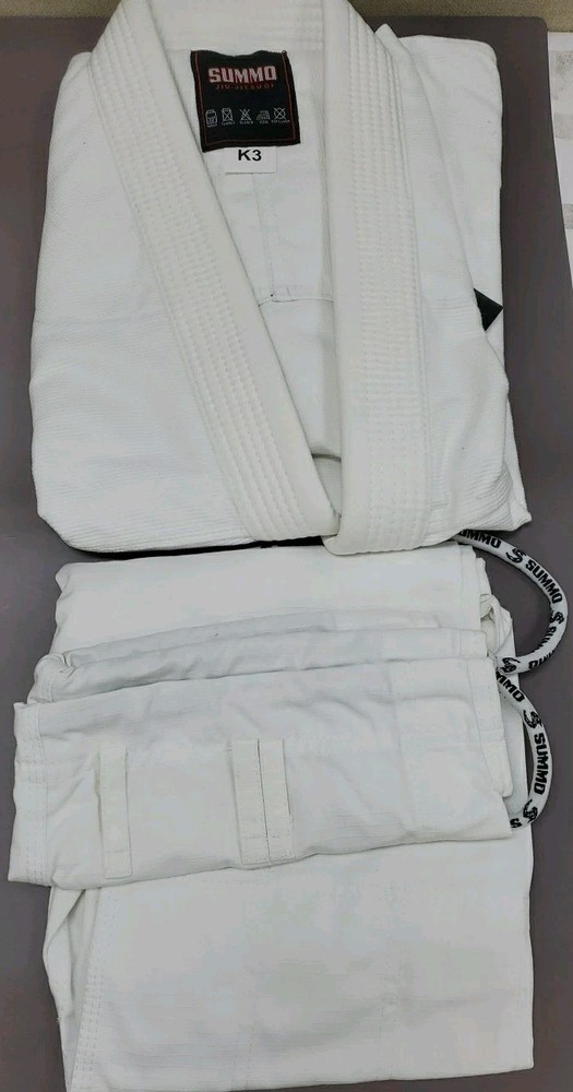 New SUMMO Brazilian Jiu Jitsu Gl Shirt/Pant Basic White Sz K3