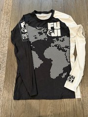 FUJI Sports Sekai 2.0 White Ranked Long Sleeve Rash Guard BJJ Large