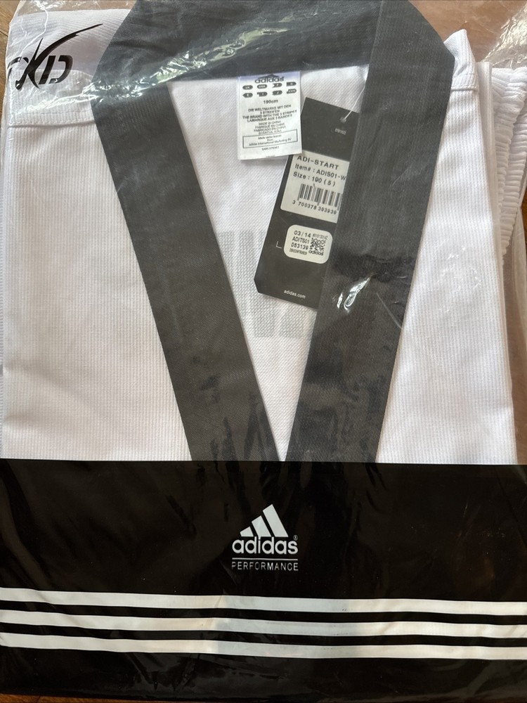Adidas White with Black Trim Taekwondo Uniform Size 5/190 Cm