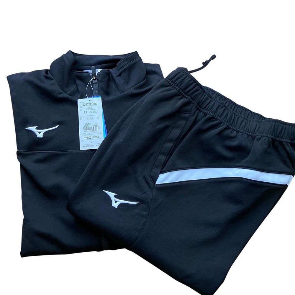 Mizuno Tracksuit Set Black L Jacket Pants Training Wear New With Tags Japan