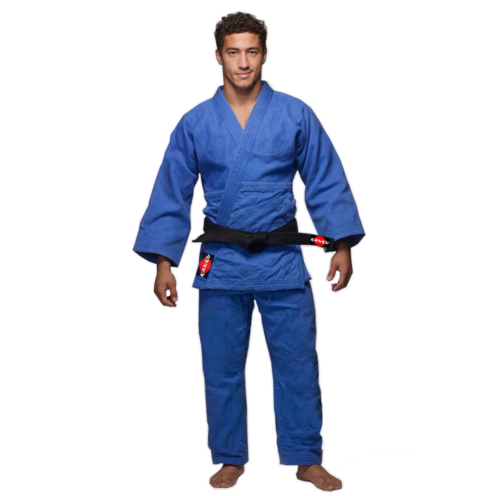 KANKU Judo Uniform, Heavy duty double Weave 750 gram White and Blue Gi, Uniform
