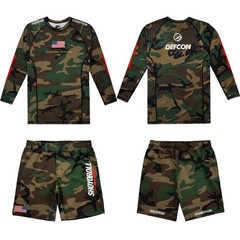 Shoyoroll x Defcon Camo Rash Guard LS & Training Fitted Shorts Bjj No Gi MMA Set