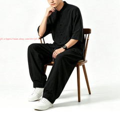 Men Tang Suit Traditional Kung Fu Tai Chi Uniform Cotton linen martial arts Suit
