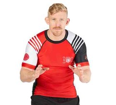 Fuji Linear Lockdown MMA BJJ Jiu Jitsu Short Sleeve SS Rashguard – Black/Red