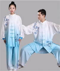 Blue and White Porcelain Chinese Tai Chi Kung Fu Uniform Martial Arts Wushu Taij