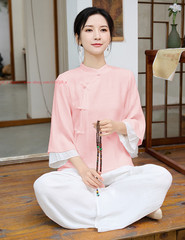 Womens Cotton Linen Kung Fu Tai Chi Uniform Martial Arts yoga Wear Summer Suit