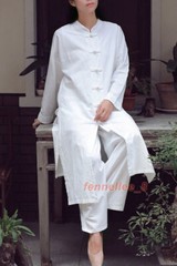 Womens Tai Chi Coat Chinese Tang Suit Top Martial Arts Kung Fu Uniform Vintage