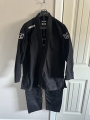 Men’s Black W/White Hooks Brand BJJ Prolight 2.0 GI Kimono & Pants Size A5 New
