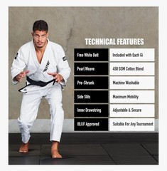 Elite Sports BJJ GI for Men IBJJF Kimono BJJ Jiu Jitsu GI W/Preshrunk Fabric, GI