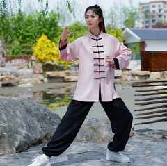 Unisex Tai Chi Kung Fu Suit Set Line Blend Morning Exercise martial arts Uniform