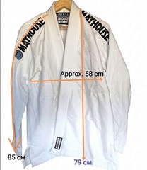 Mathouse Heritage BJJ Gi White Size A2L Brazilian Jiu Jitsu Kimono Long