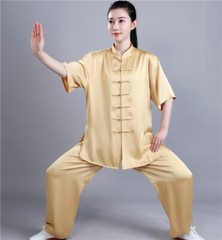 Men Summer Breathable Short Sleeve Kung Fu Shirts Wing Chun Training Vintage