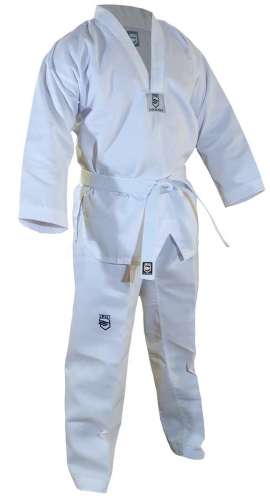 Elite Lightweight Taekwondo Gi / Uniform White Top Pants And Belt Size 3