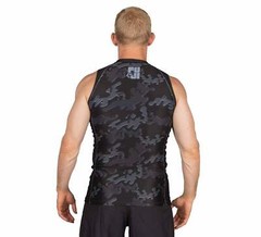 Fuji Combat Camo Sleeveless Sleeve Less MMA BJJ Jiu Jitsu Rashguard – Black