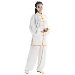 One Suit Unisex Cotton Silk Dragon Embroidery Long Sleeves Tai Chi Uniform Suit