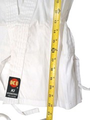 KI Martial Arts Uniform Set Karate Taekwondo Jacket Pant Belt White Sz 000 Child