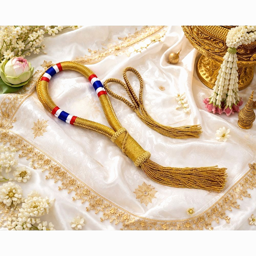Mongkol Muay Thai Headband Gold Color Premium Handmand Boxing Set Prajiat Tradit