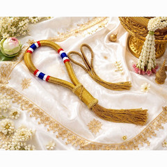 Mongkol Muay Thai Headband Gold Color Premium Handmand Boxing Set Prajiat Tradit