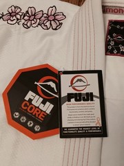 Fuji Kimono GI Jiu Jitsu MMA Womens WC2 Top White With Pink Ribbon And Flowers