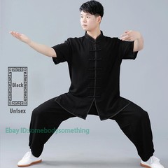 Linen Martial Arts Tai Chi Uniform Kung Fu Wingchun Suit Short Sleeves Outfit