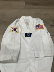 US West Coast Taekwondo Uniform Dobok Kids Size 130 White Martial Arts Set