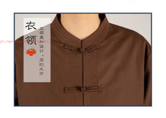 Unisex Shaolin Buddhist Monk Meditation Kung Fu Uniform Cotton Buckle Suit Sets