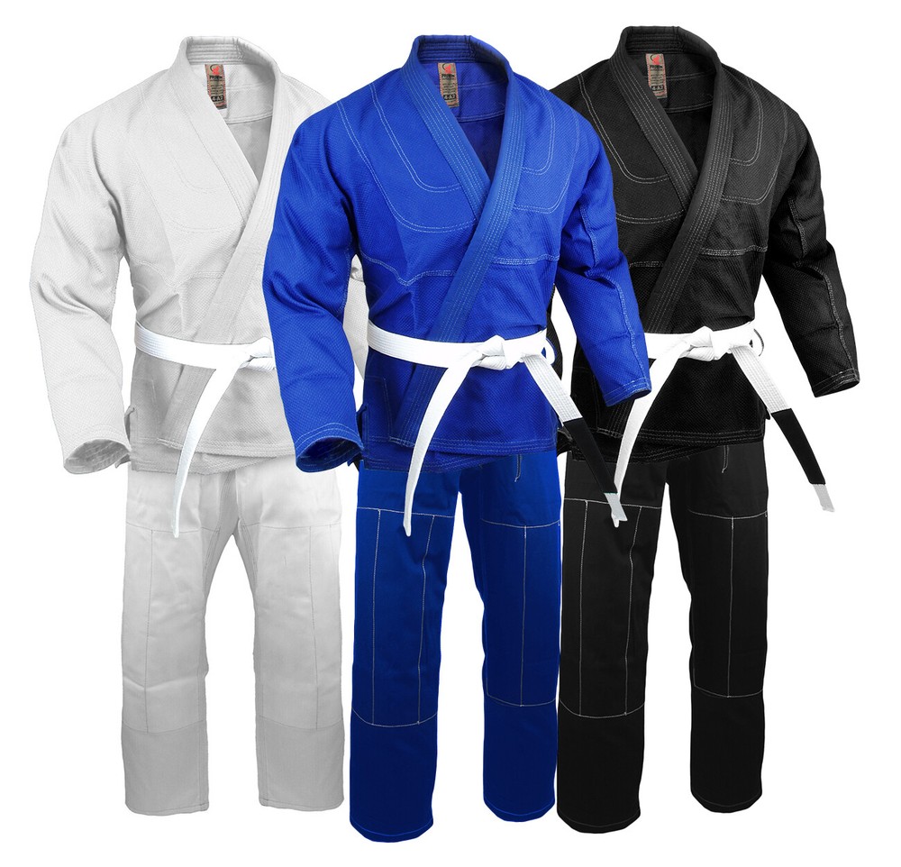 BJJ Gi Kimono 100% Preshrunk Cotton Traditional Jiu Jitsu Uniform w/ White Belt