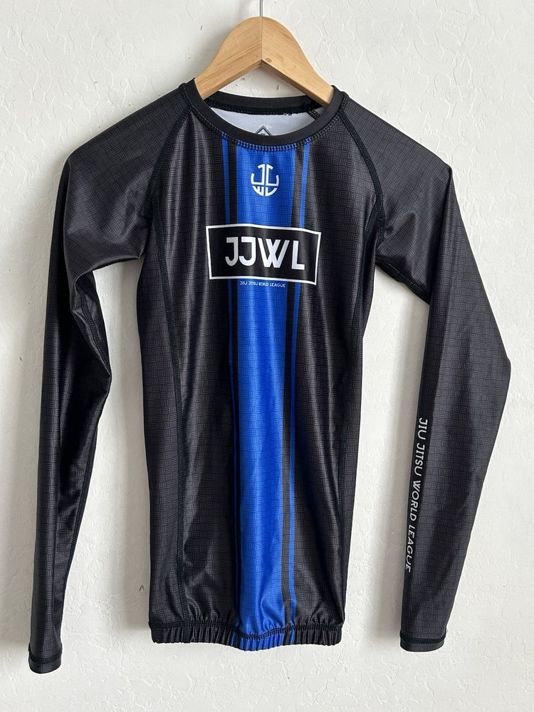 JJWL Jiu Jitsu Rash Guard Youth KXL Black Long Sleeve World League MMA BJJ