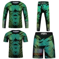 Kids Brazilian Jiu-Jitsu BJJ MMA Rashguard Shorts Set Anime Fighter DBZ Dragon