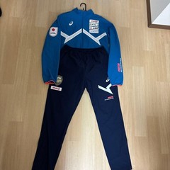 ASICS Japan Wrestling National Team Tracksuit Set XL Blue Navy Jacket & Pants