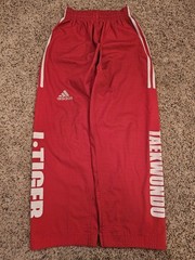 Adidas Track Pants Taekwondo Martial Arts Training Red Wide Leg Size 180 (26-34)
